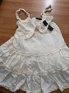 Lulu's Cream Ruffle Mini Dress